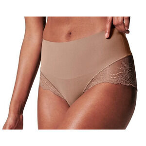 2 Pair SPANX Undie-Tectable Lace Hi-Hipster Shapewear No Panty lines Latte XL